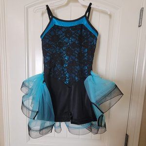 Black and blue dance costume